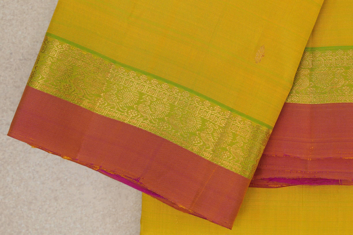 Lemon Yellow Vintage Kanjivaram Silk Saree border