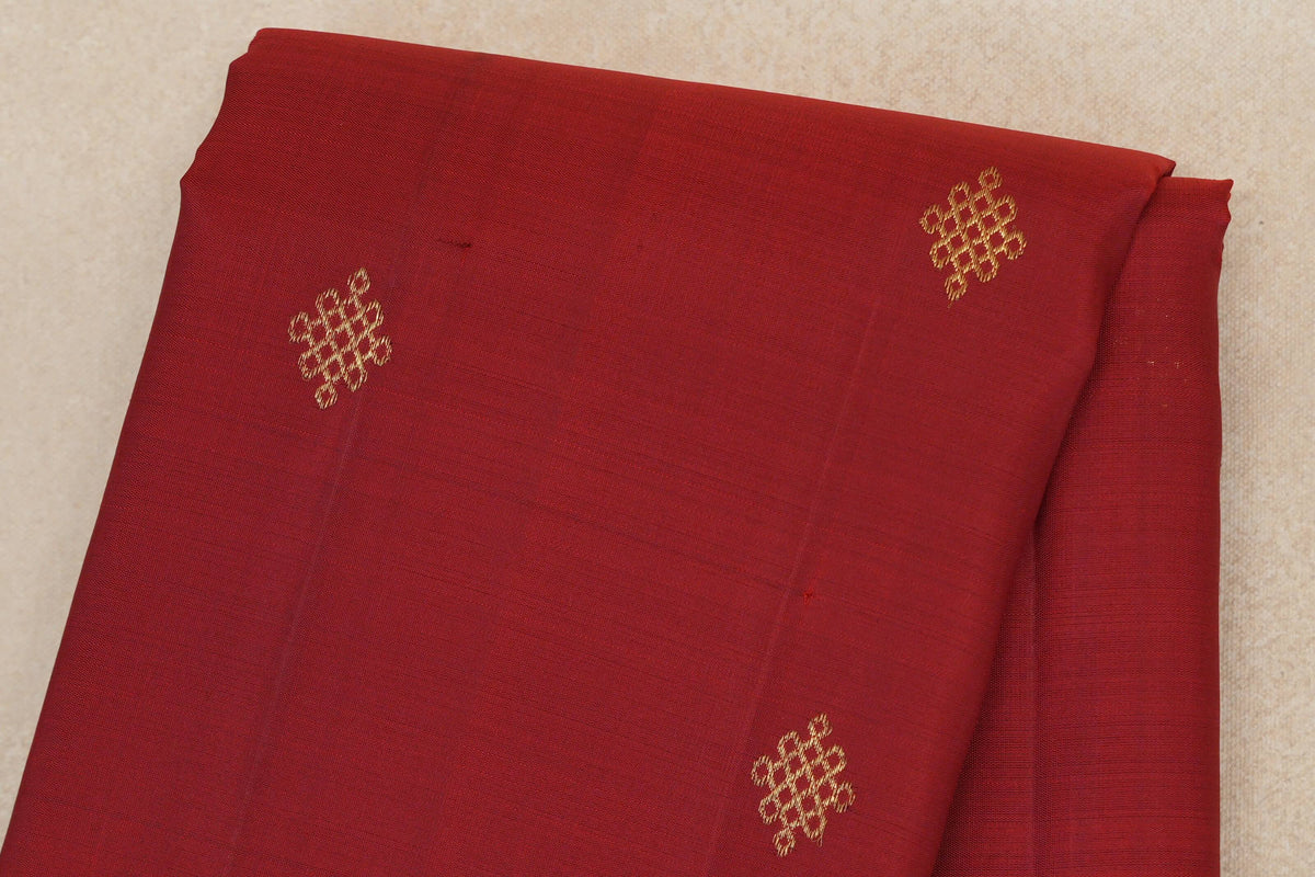 Deep Red with Oil Mustard Borders Vintage Kanjivaram Silk Saree body