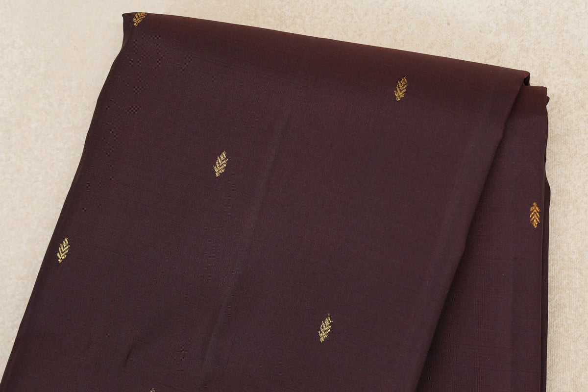 Deep Plum Brown Vintage Kanjivaram Silk Saree body
