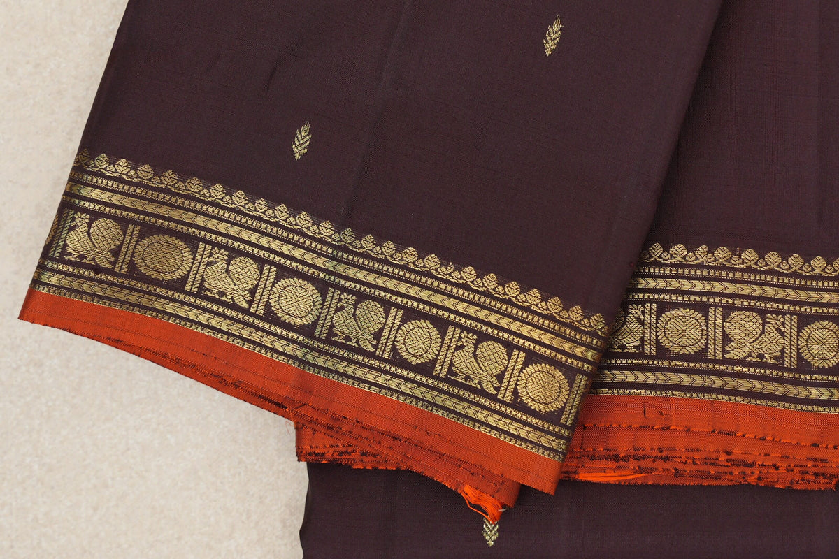 Deep Plum Brown Vintage Kanjivaram Silk Saree border