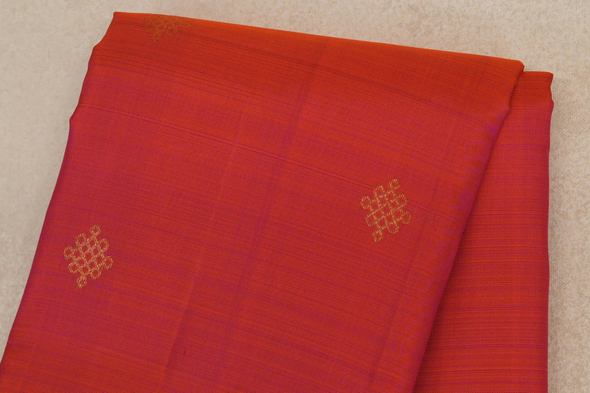 Dual Tone of Pink and Orange Vintage Kanjivaram Silk Saree body