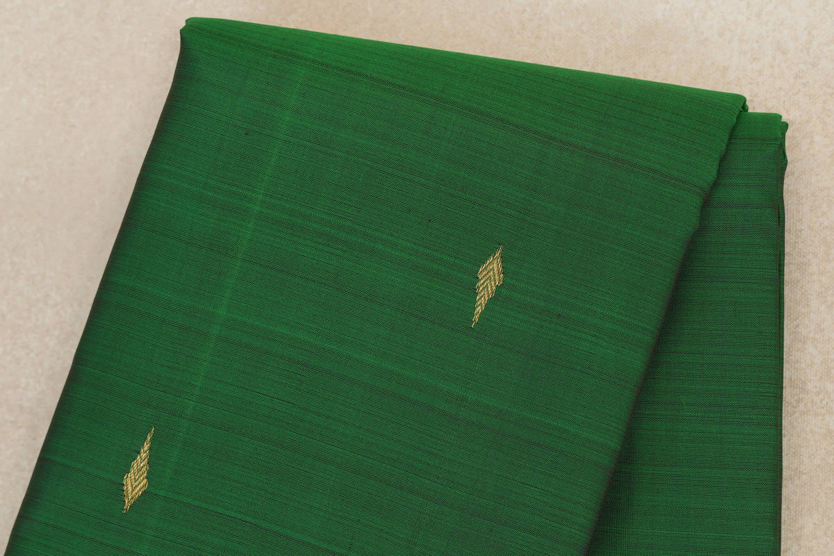 Forest Green with Deep Violet with Deep Red Selvedge Borders Vintage Kanjivaram Silk Saree body