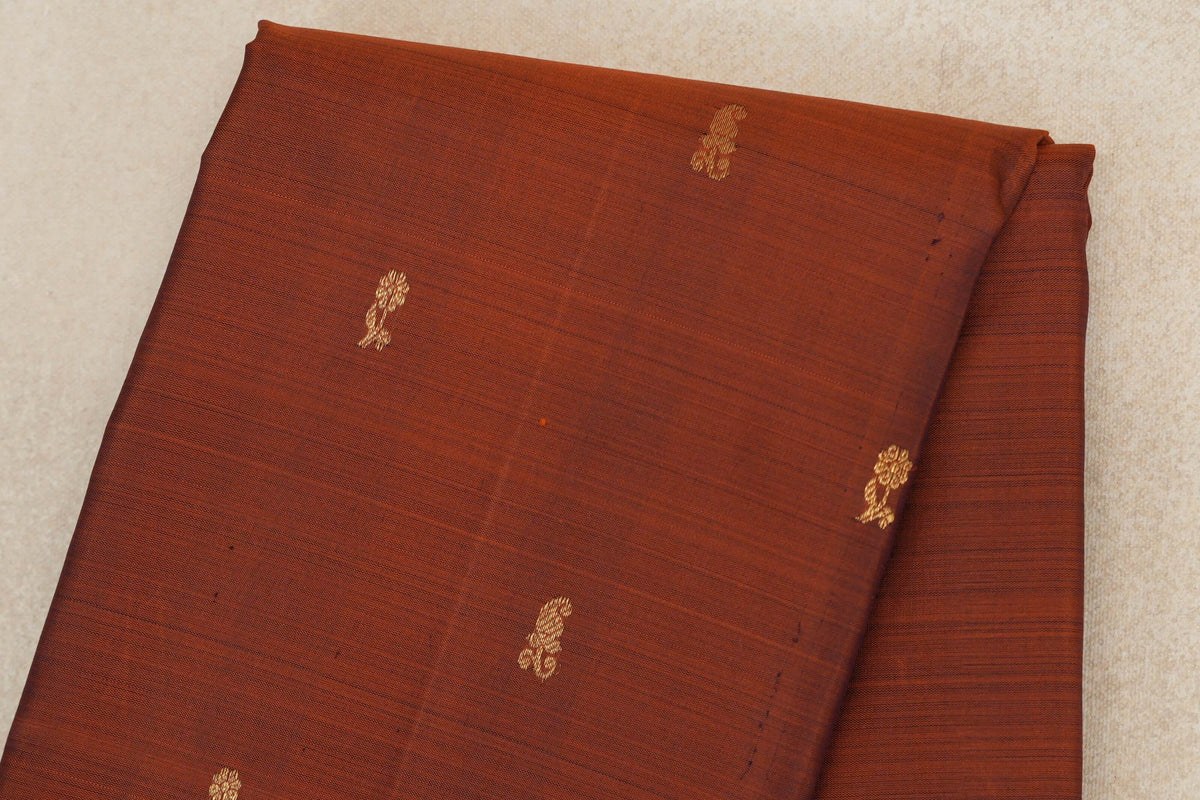 Rust Orange with Dark Bottle Green with Deep Red Selvedge Borders Vintage Kanjivaram Silk Saree body