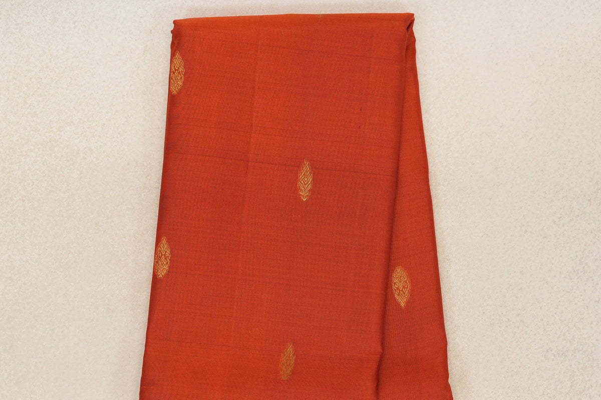 Rust Orange with Deep Reddish Maroon Rettai Pettu Borders Light Weight Kanjivaram Silk Saree body
