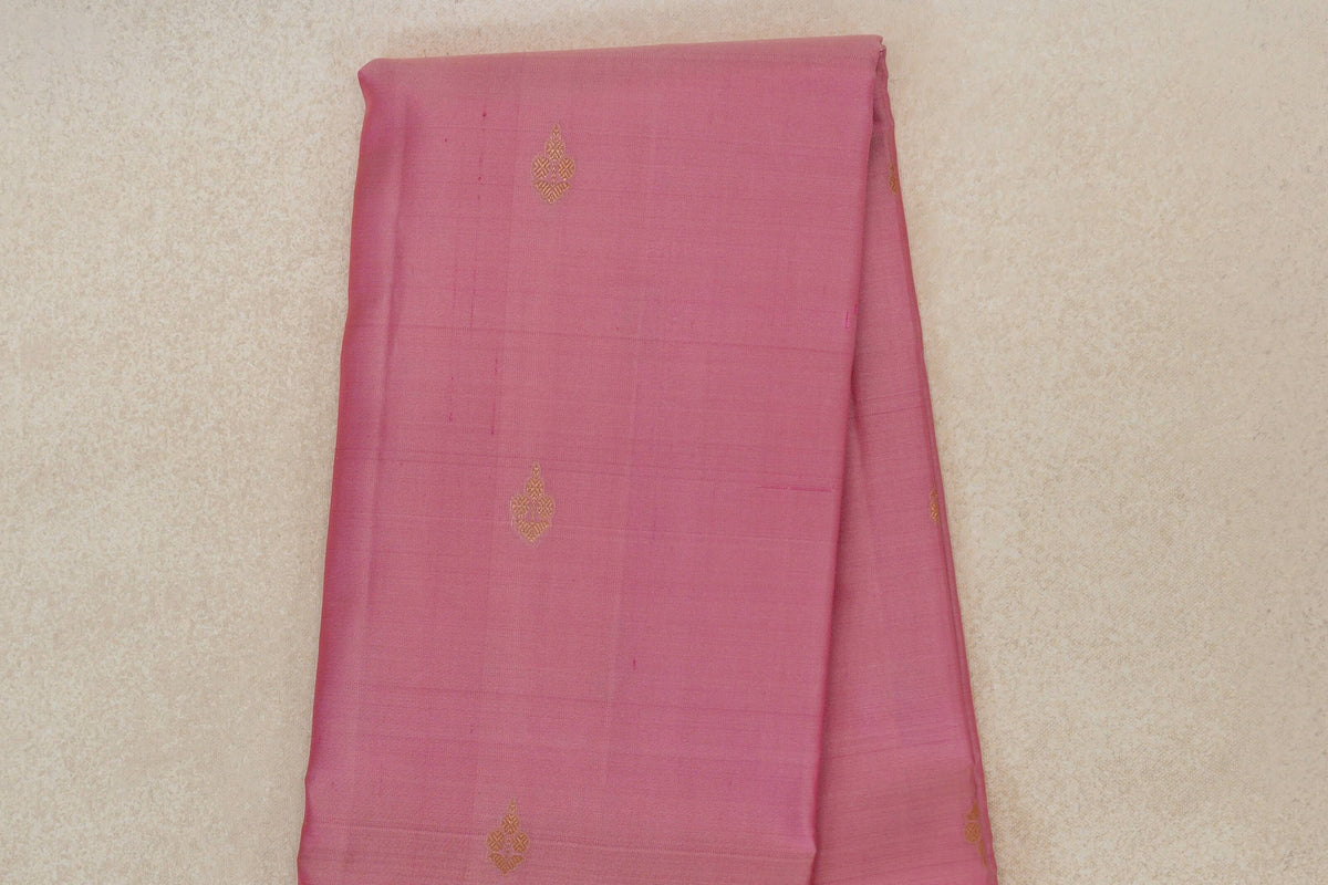 Light Rose Pink with Deep Magenta Rettai Pettu Borders Light Weight Kanjivaram Silk Saree body