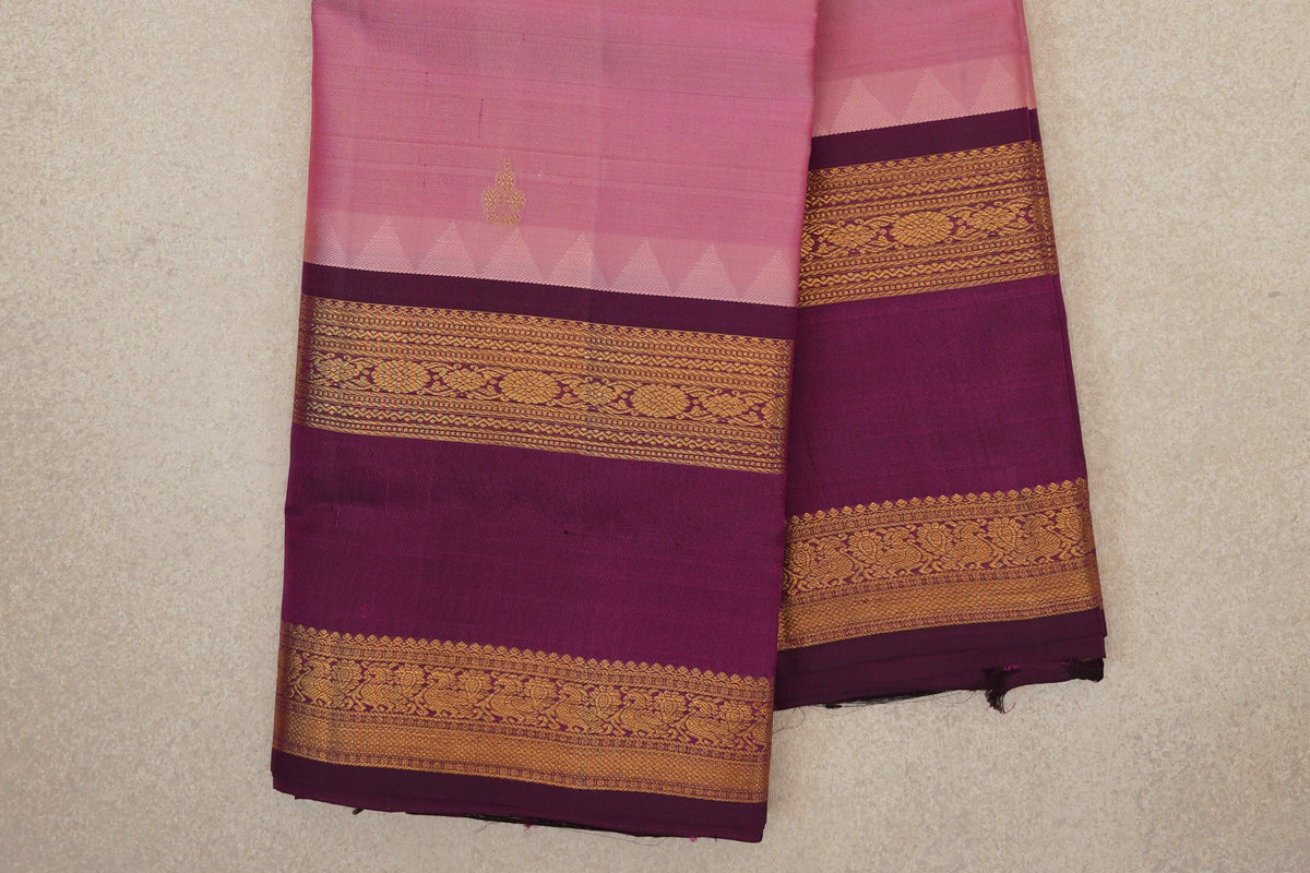 Light Rose Pink Light Weight Kanjivaram Silk Saree border