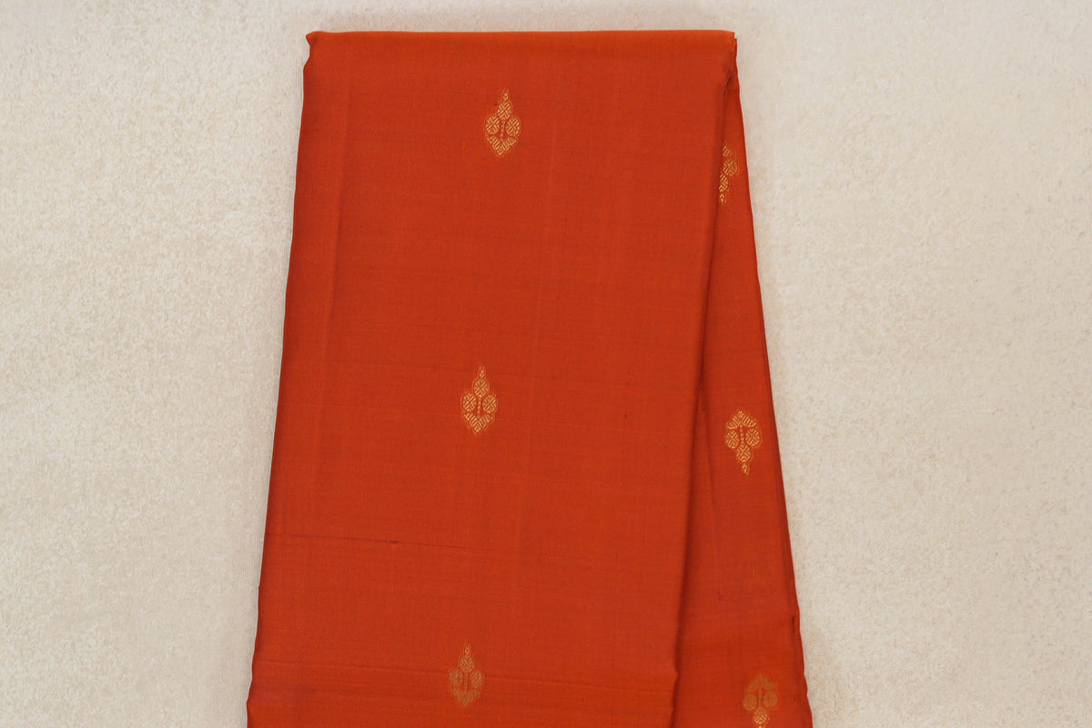 Rust Orange with Burgundy Maroon Rettai Pettu Borders Light Weight Kanjivaram Silk Saree body