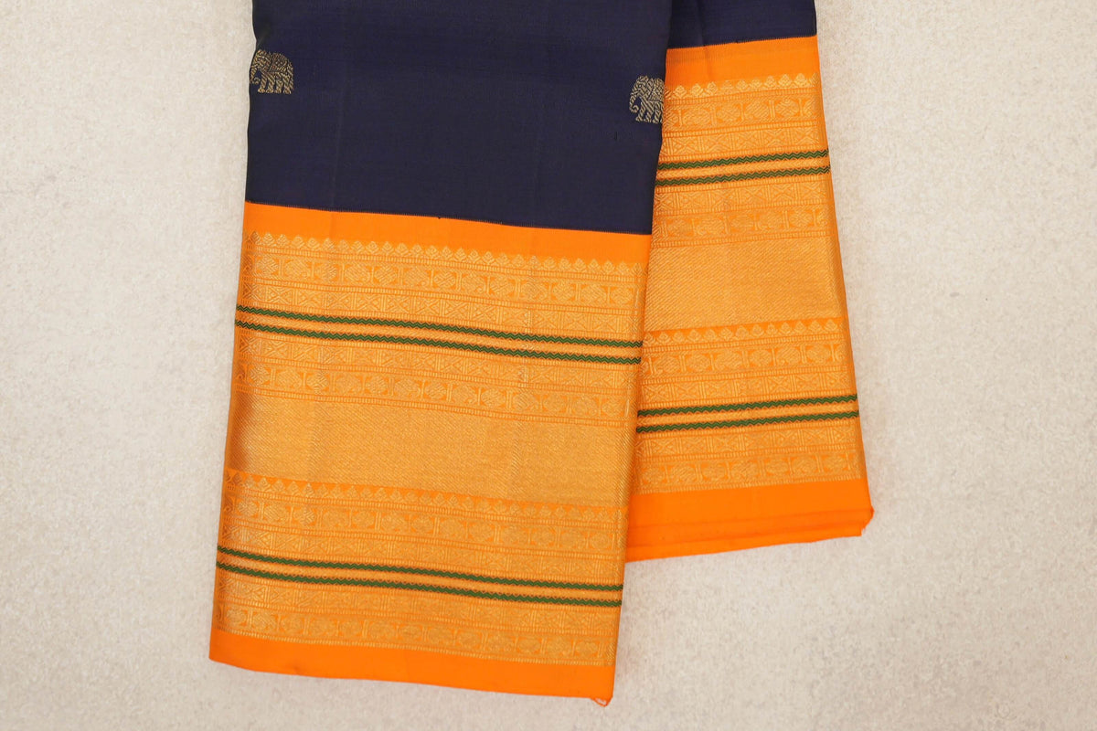 Deep Navy Blue Vintage Kanjivaram Silk Saree border