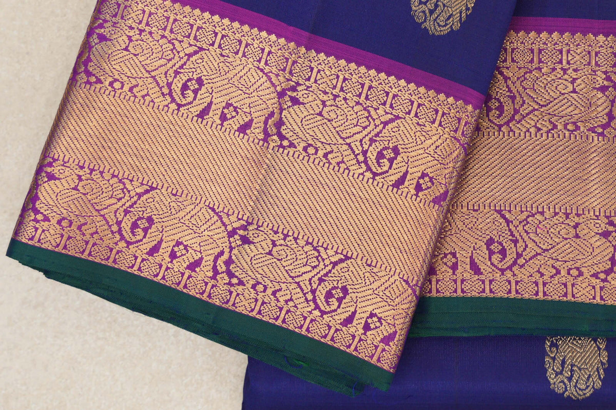 Deep Royal Blue Vintage Kanjivaram Silk Saree border