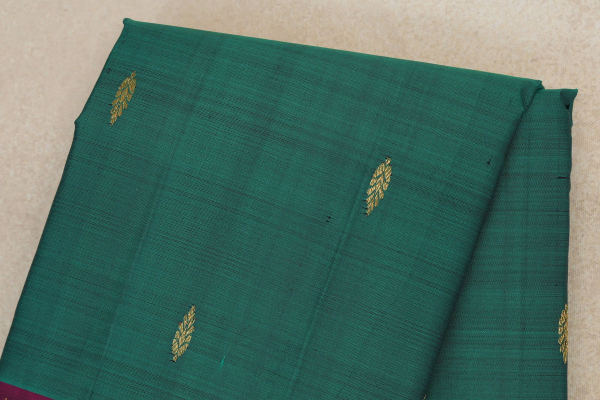 Teal Green with Deep Magenta with Dark Green Selvedge Borders Vintage Kanjivaram Silk Saree body