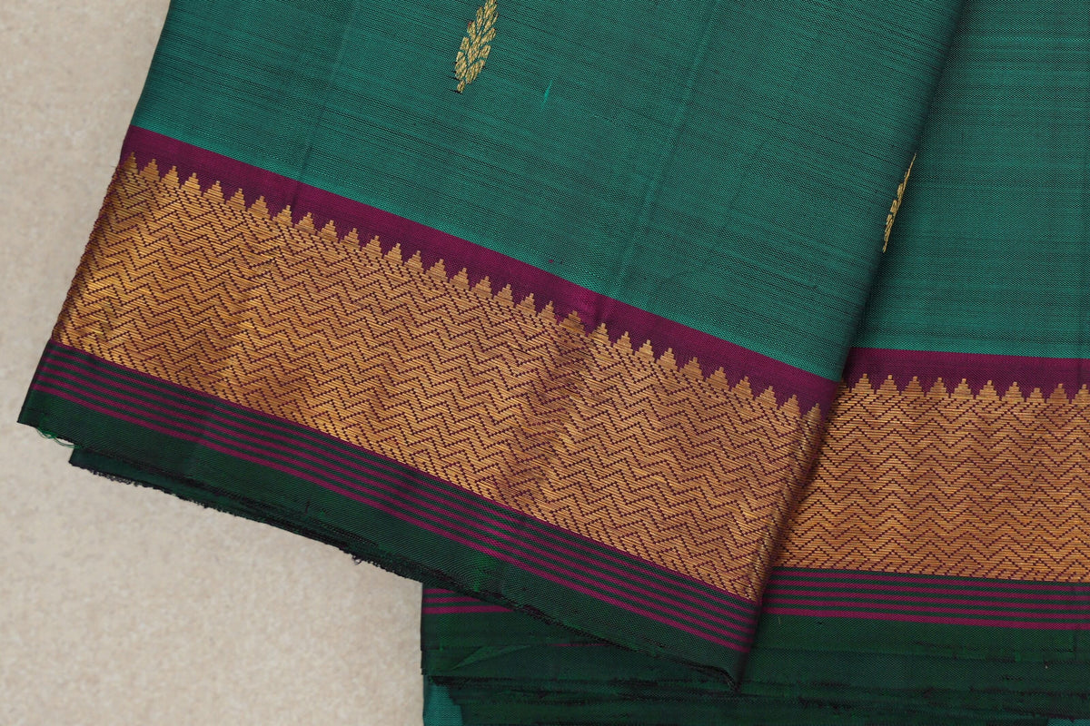 Teal Green Vintage Kanjivaram Silk Saree borders