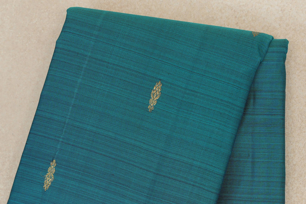 Teal Blue with Dark Purple with Bottle Green Selvedge Borders Vintage Kanjivaram Silk Saree body