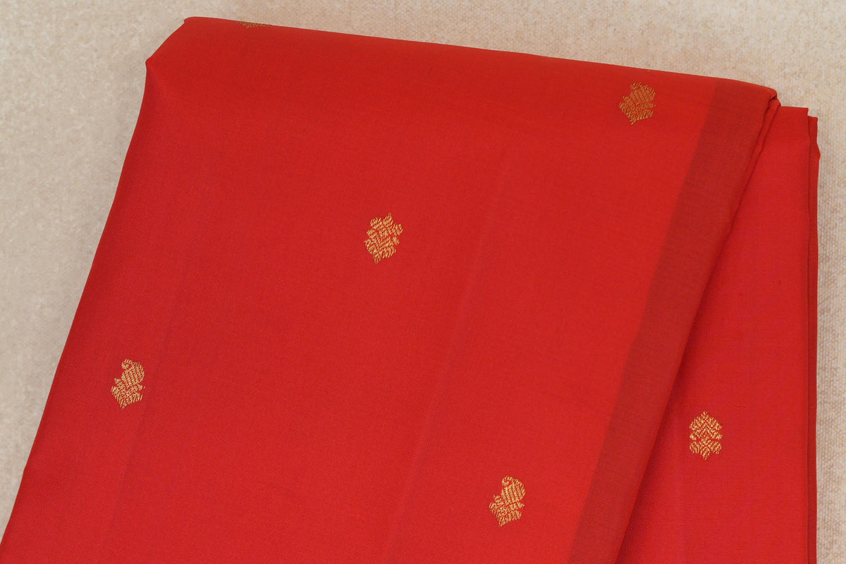 Bright Red with Dual Tone of Bright Red and Blue Borders Vintage Kanjivaram Silk Saree body