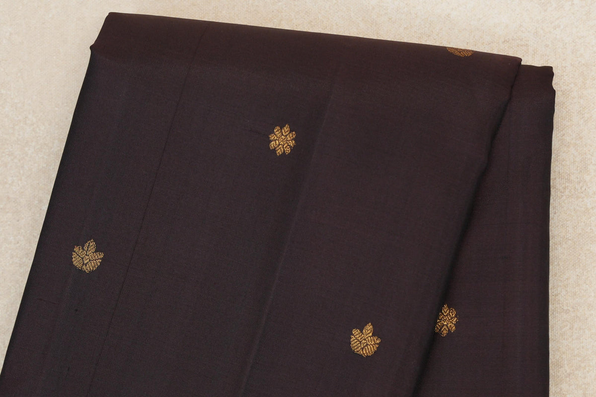 Deep Plum Brown with Deep Magenta with Mustard Oil Selvedge Borders Vintage Kanjivaram Silk Saree body