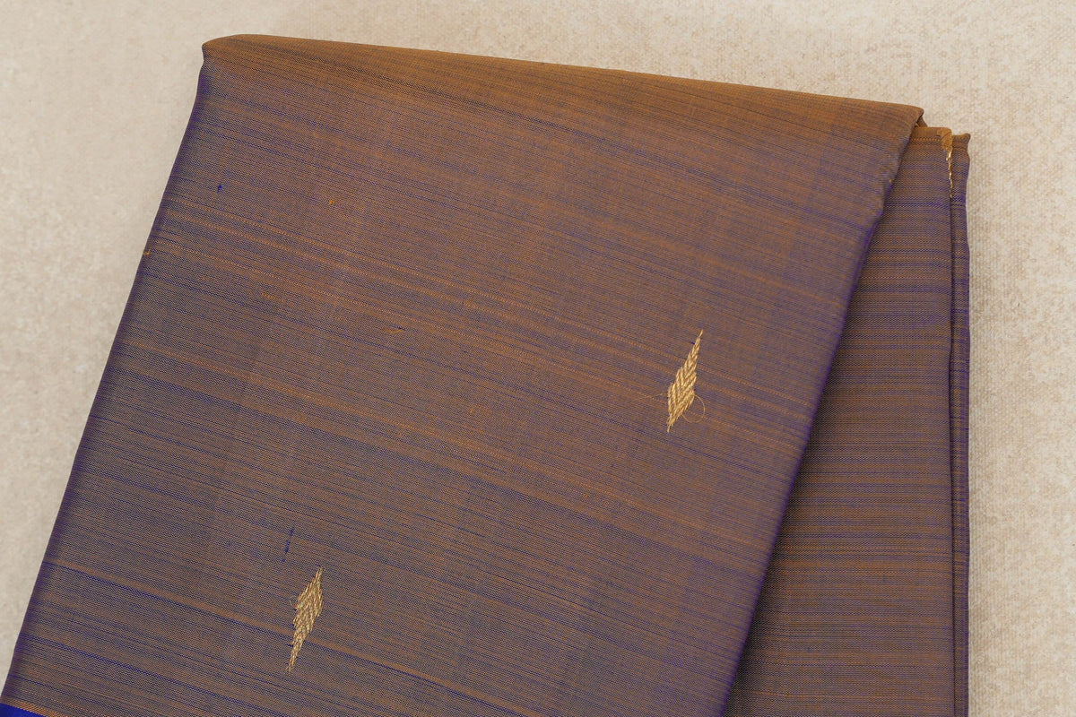 Dual Tone of Royal Blue and Mustard Yellow Vintage Kanjivaram Silk Saree body