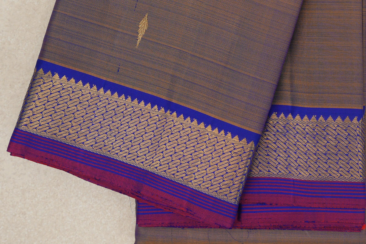 Dual Tone of Royal Blue and Mustard Yellow Vintage Kanjivaram Silk Saree border