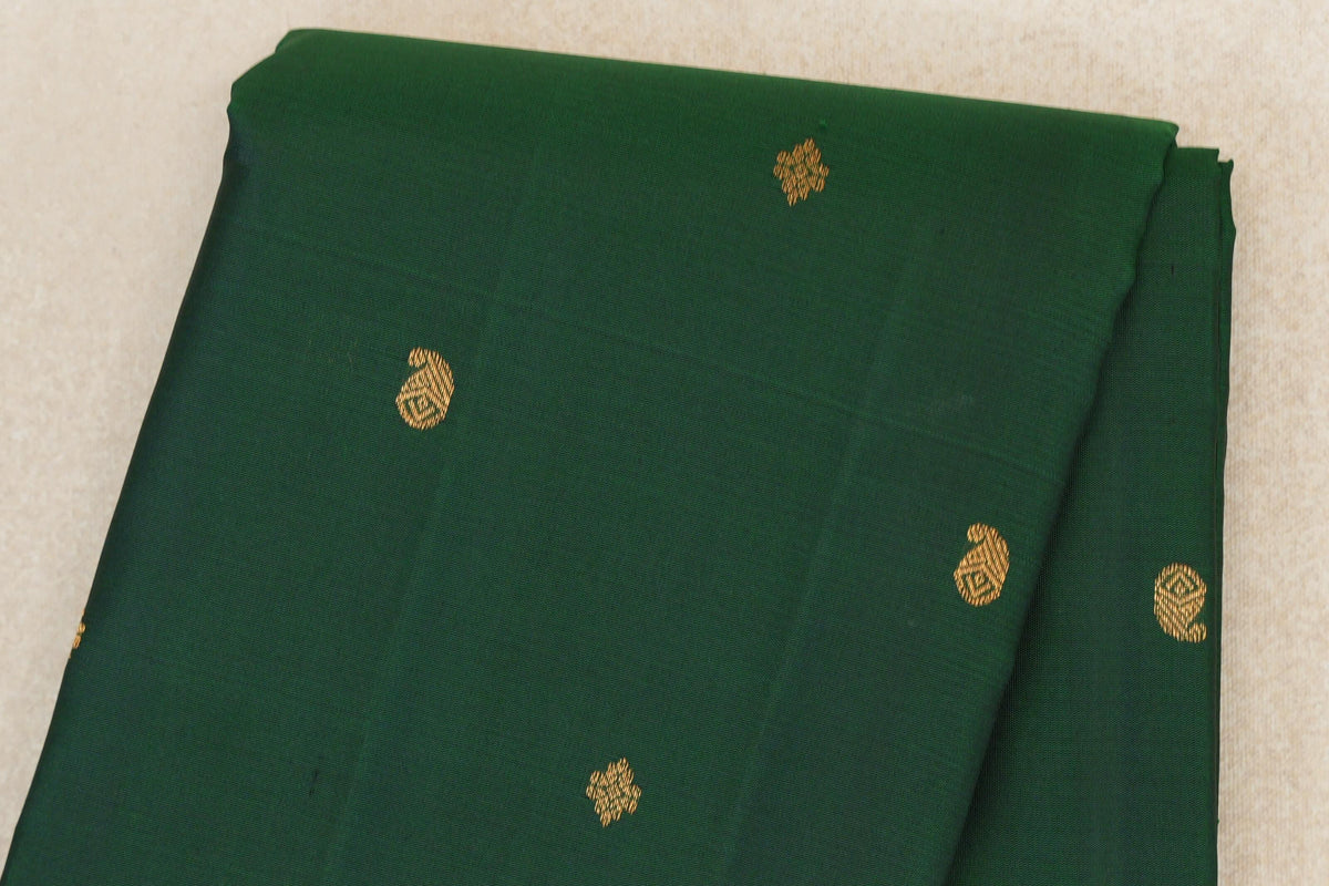 Deep Bottle Green with Magenta with Mustard Yellow Selvedge Borders Vintage Kanjivaram Silk Saree body