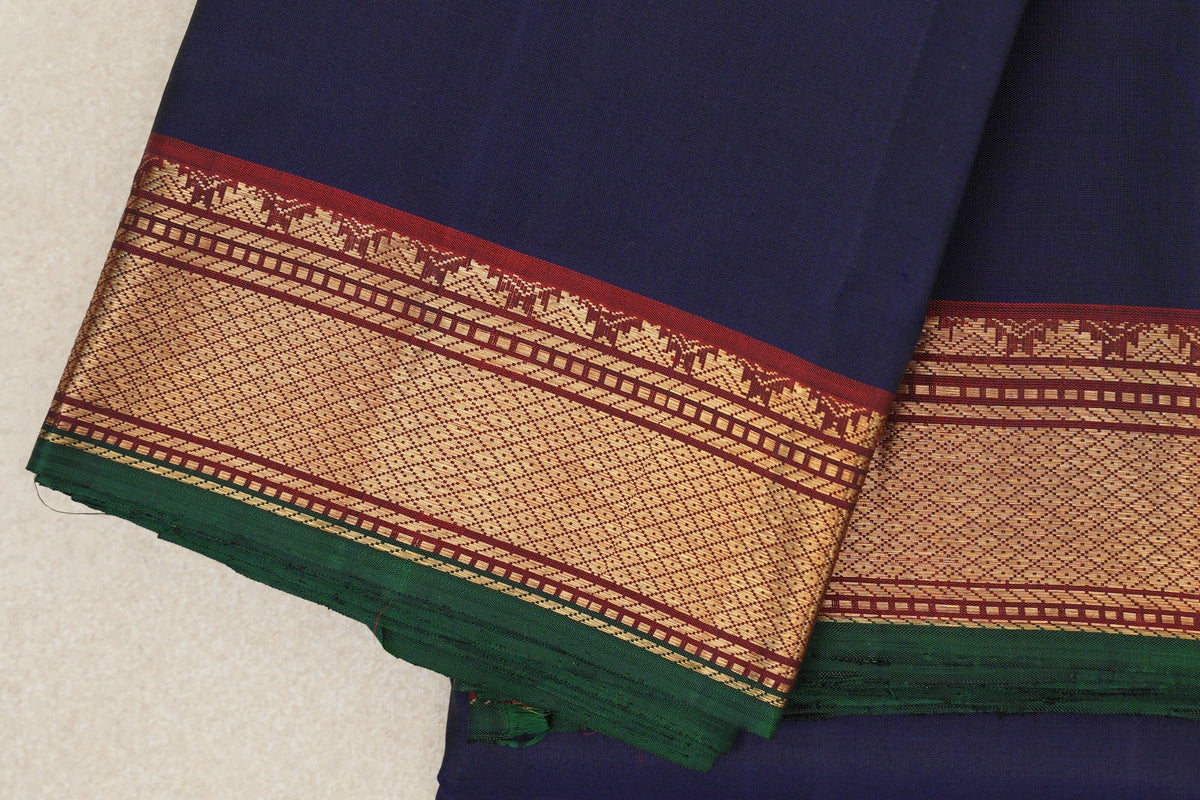 Deep Blue Vintage Kanjivaram Silk Saree borders