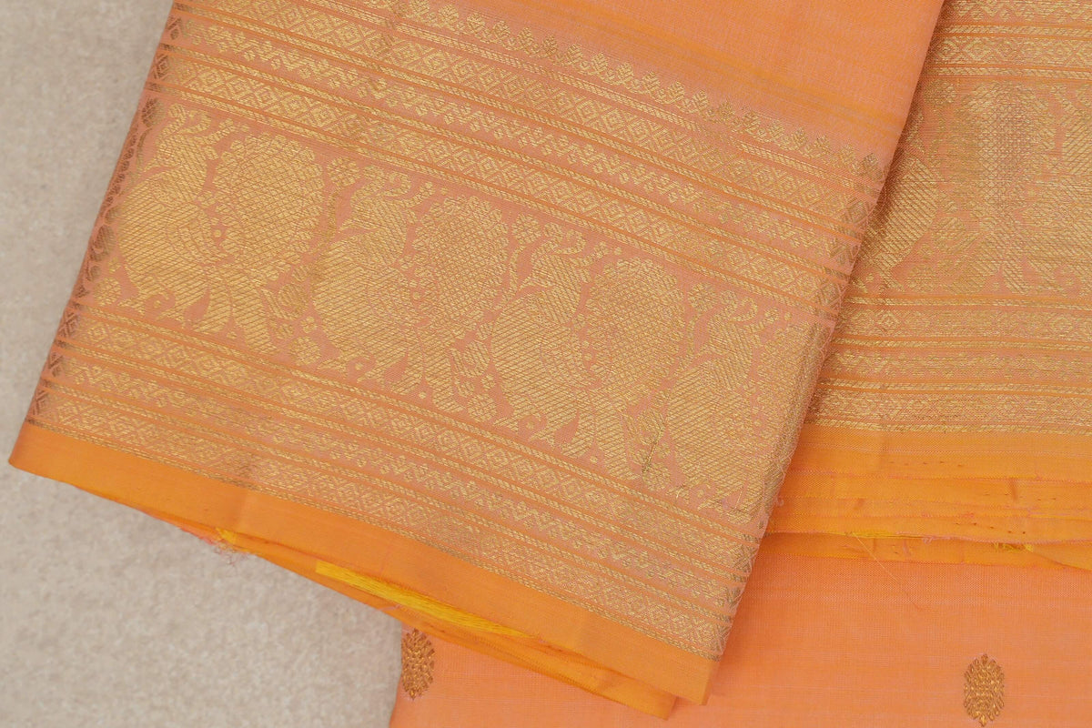 Peach Orange Vintage Kanjivaram Silk Saree border