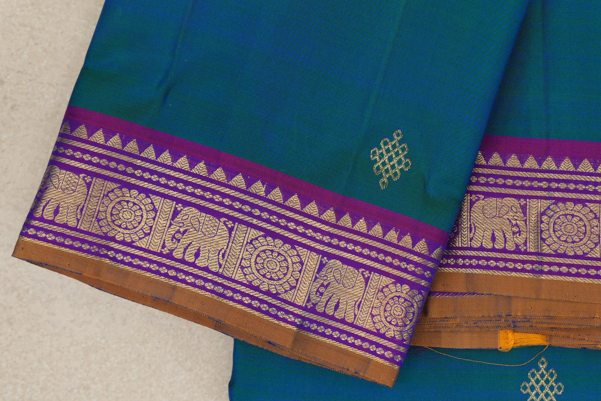 Peacock Blue Vintage Kanjivaram Silk Saree border