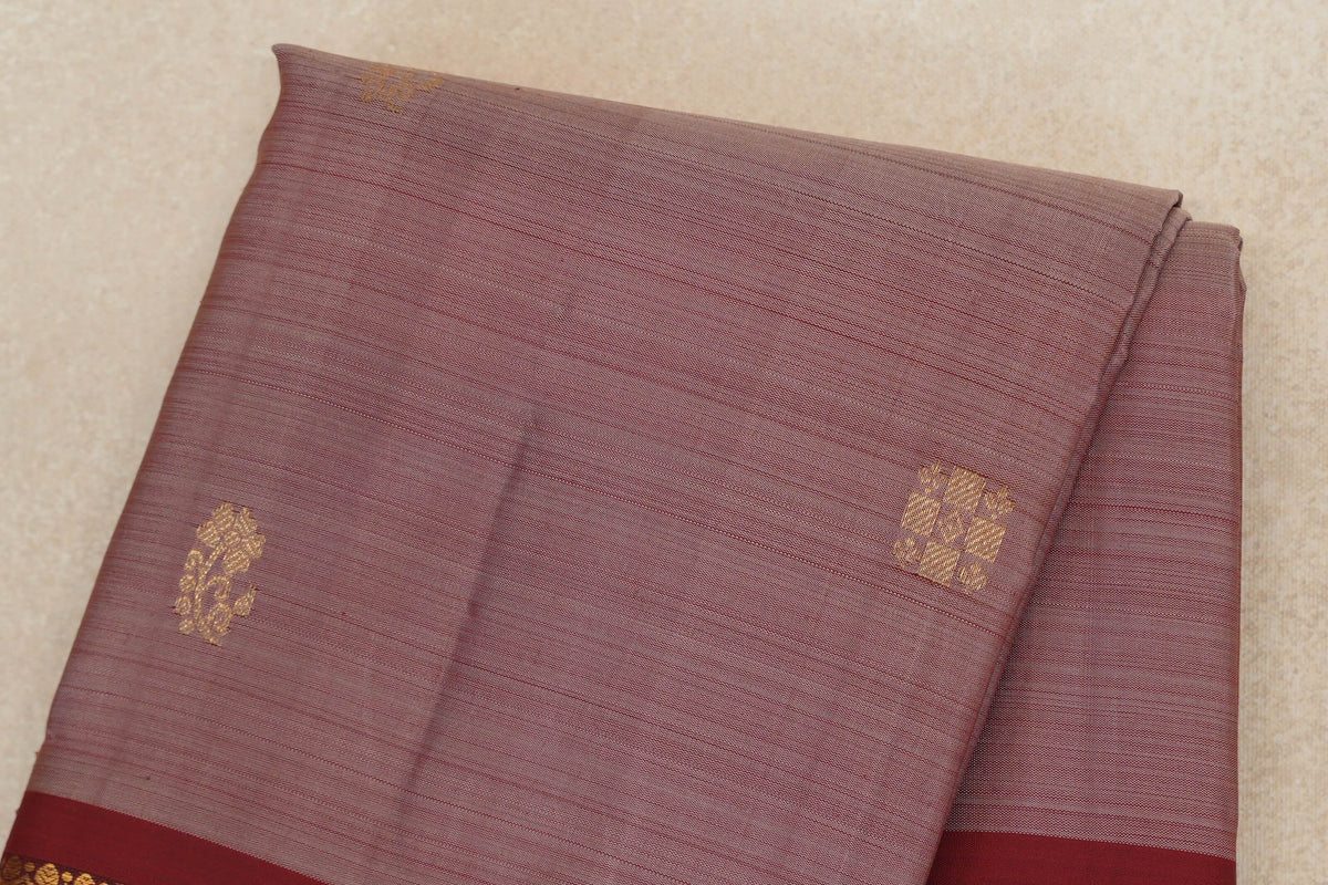 Onion Pink with Deep Maroon Borders Vintage Kanjivaram Silk Saree body