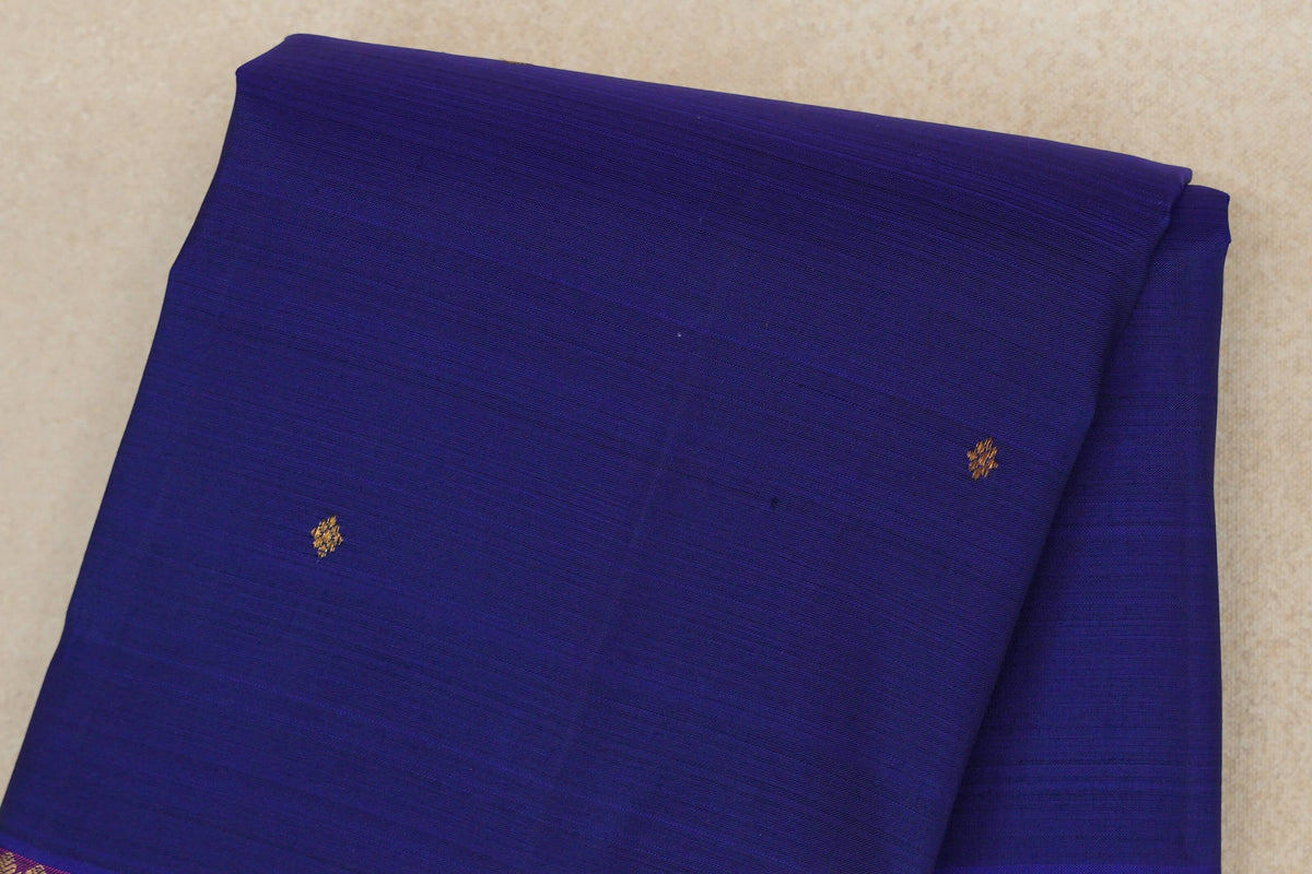 Deep Royal Blue with Magenta Borders Vintage Kanjivaram Silk Saree body