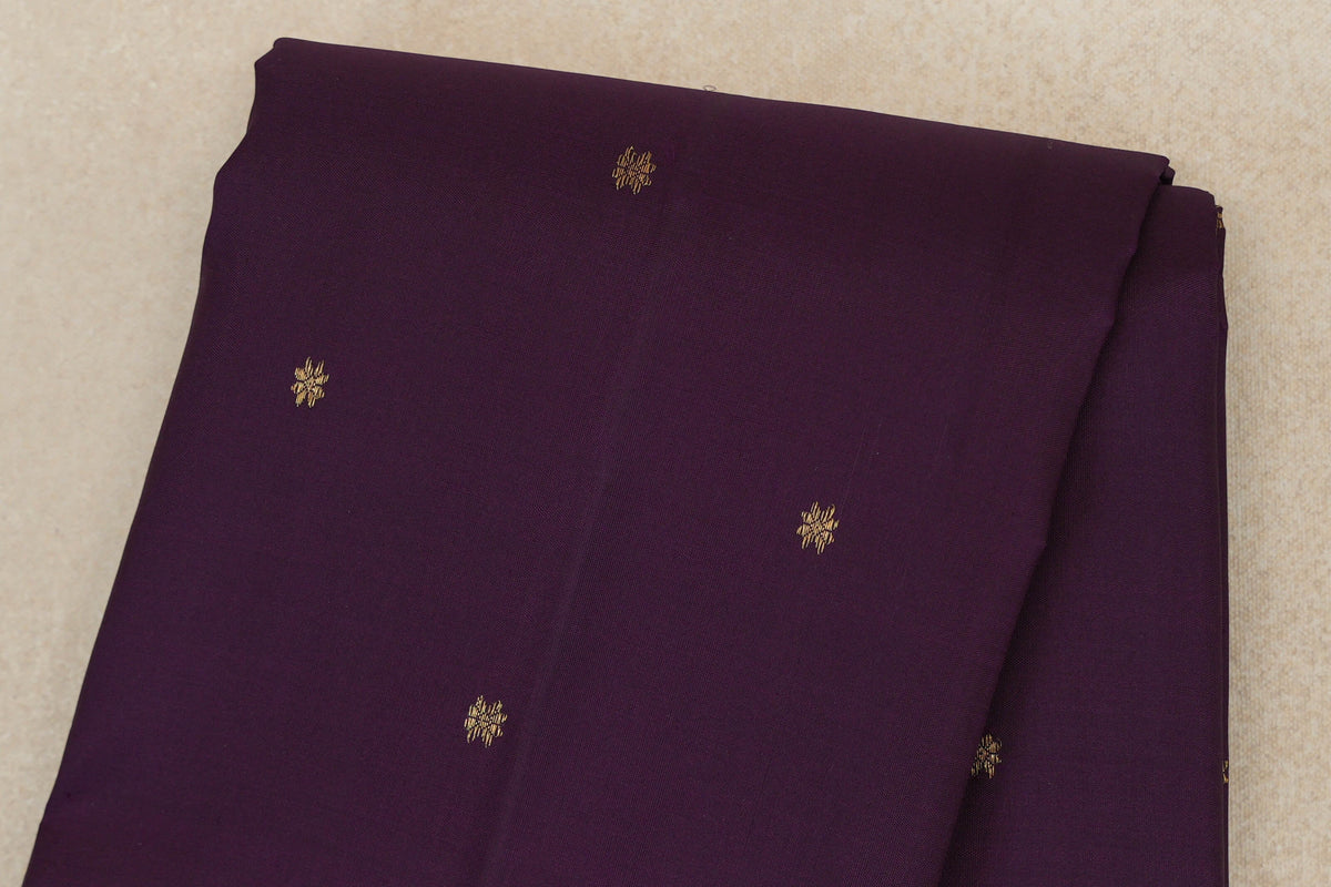 Deep Purple with Peacock Green Borders Vintage Kanjivaram Silk Saree body