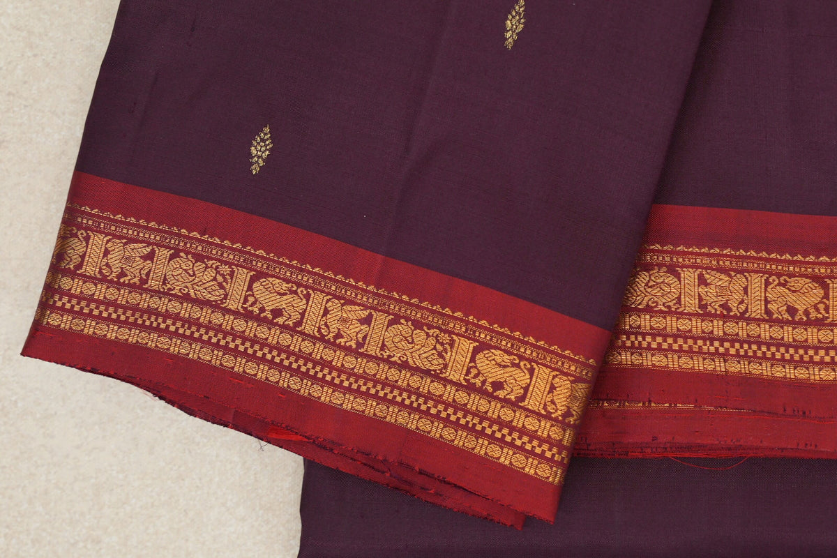 Deep Plum Vintage Kanjivaram Silk Saree border