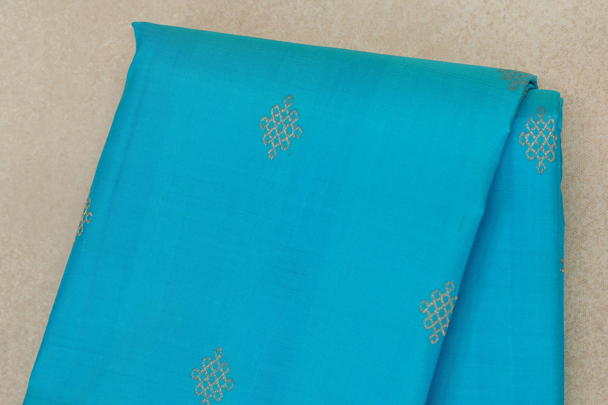 Bright Aqua Blue with Deep Classic Blue Borders Vintage Kanjivaram Silk Saree body