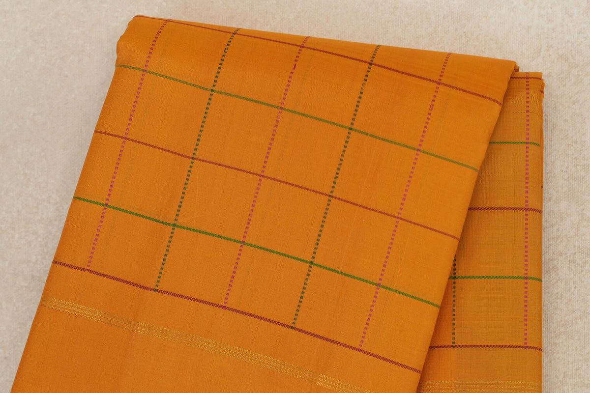 Mango Orange with Rettai Pettu Borders Vintage Kanjivaram Silk Saree body