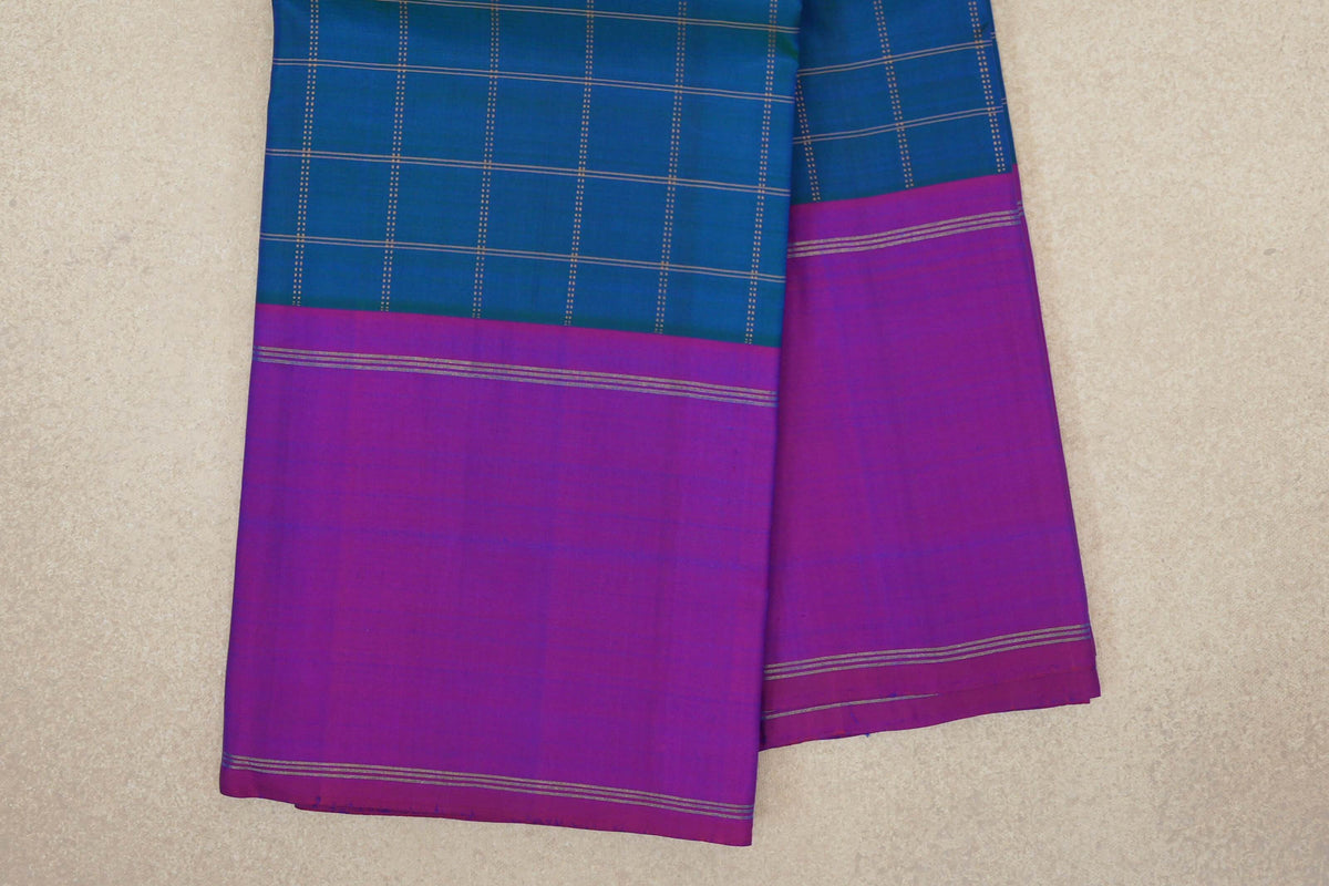 Peacock Blue Vintage Kanjivaram Silk Saree border