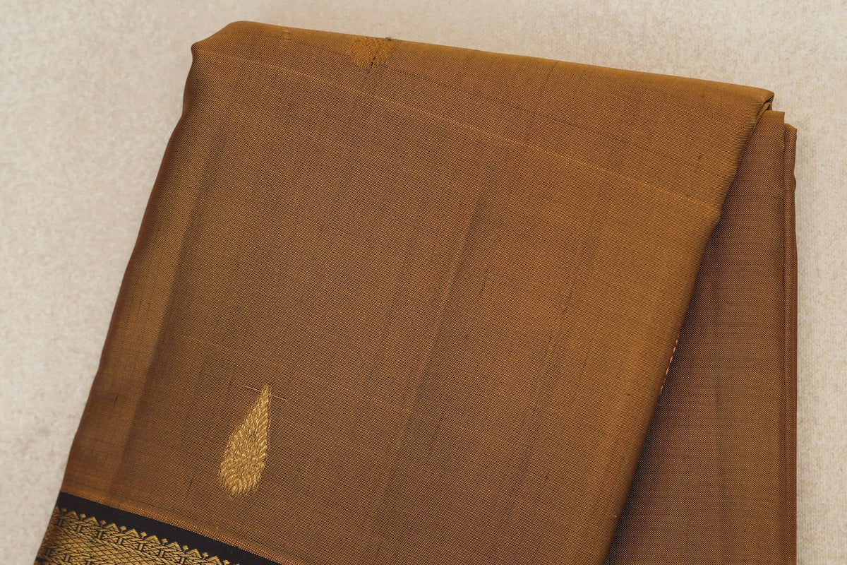Antique Mustard Gold with Kanjana Brown Borders Vintage Kanjivaram Silk Saree body