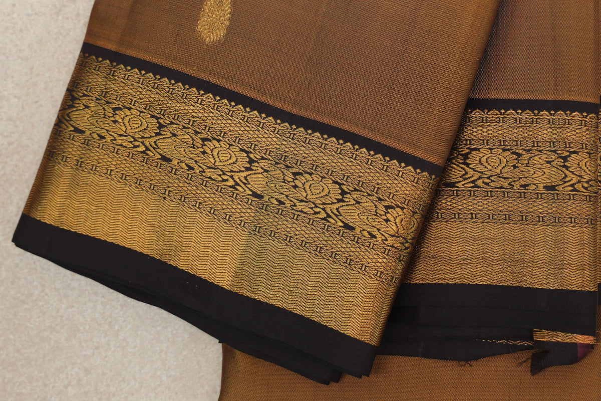 Antique Mustard Gold Vintage Kanjivaram Silk Saree border