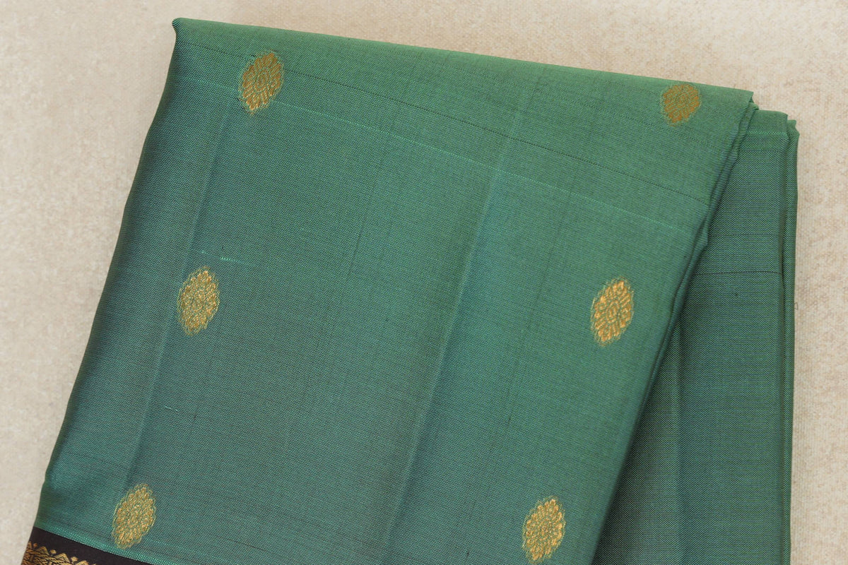 Sea Green with Kanjana Brown Borders Vintage Kanjivaram Silk Saree body
