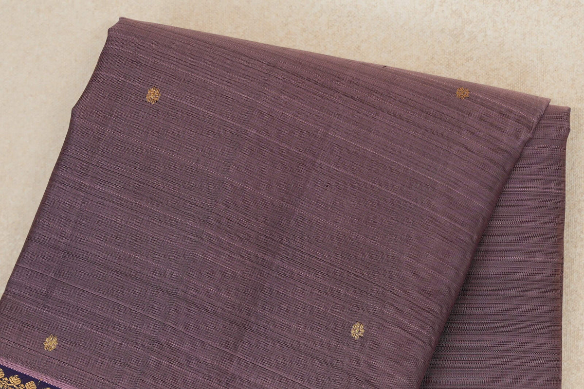 Dusty Lavender Pink with Deep Blue Borders Vintage Kanjivaram Silk Saree body