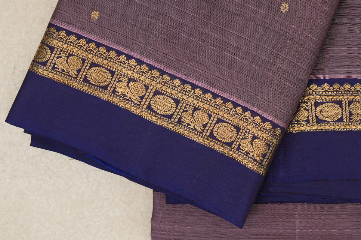 Dusty Lavender Pink Vintage Kanjivaram Silk Saree border