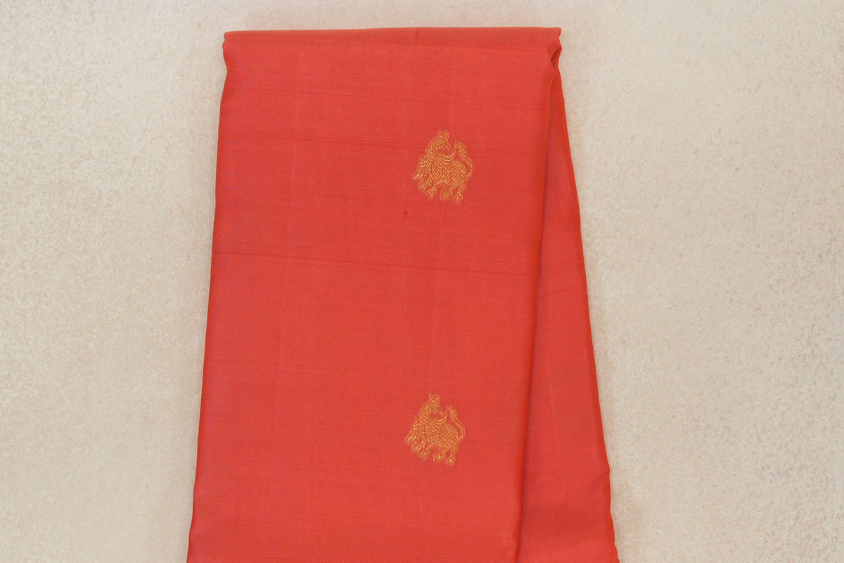 Coral Pink with Deep Maroon Rettai Pettu Borders Light Weight Kanjivaram Silk Saree body