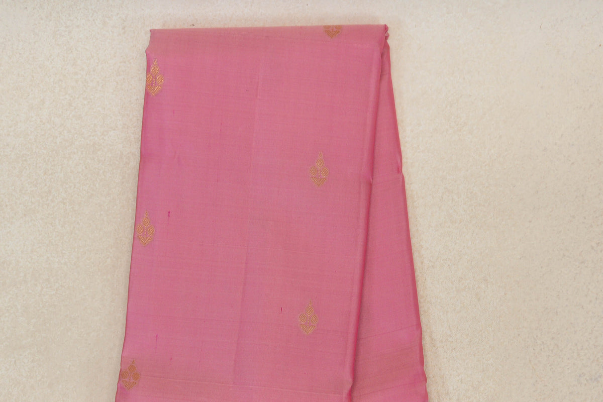 Light Rose Pink with Deep Magenta Rettai Pettu Borders Light Weight Kanjivaram Silk Saree body