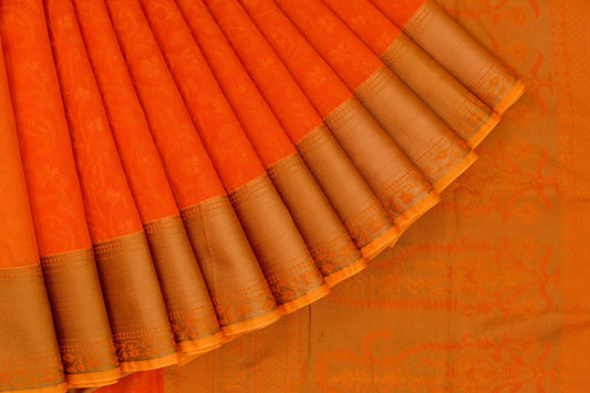 Orange Silk cotton saree SS3262